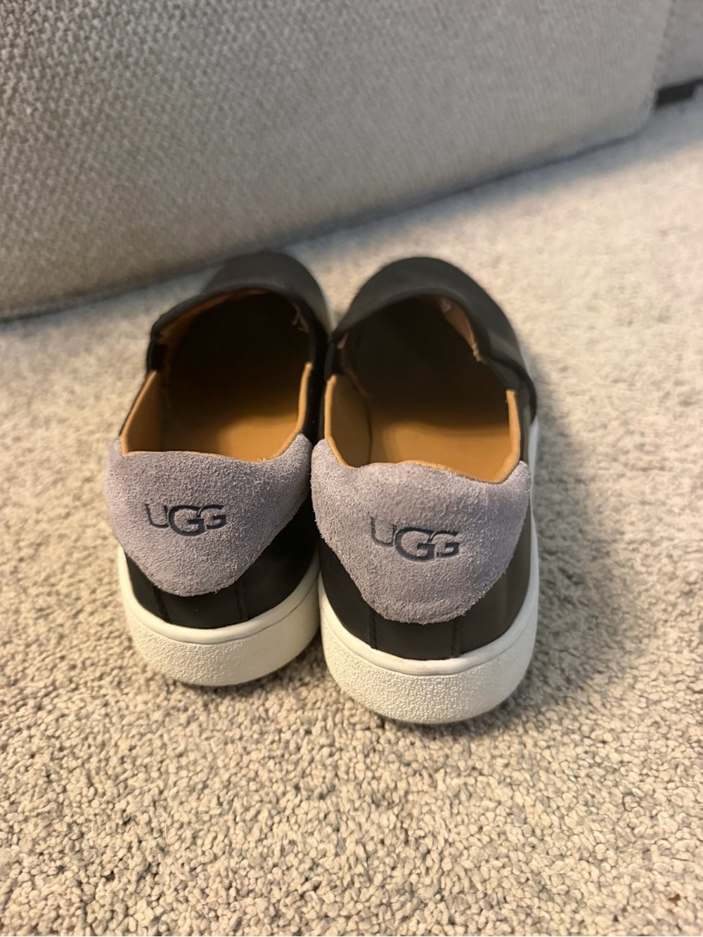 UGG Women’s Slip-On Sneakers in Black and Light Gray Suede
